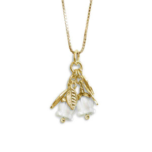 14k Gold Lily of the Valley Mother of Pearl Pendant