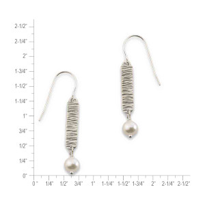 Sterling Silver Hand Forged Pearl Drop Earrings