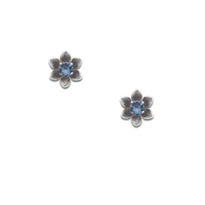 Sterling Silver Birthstone Flower Earrings