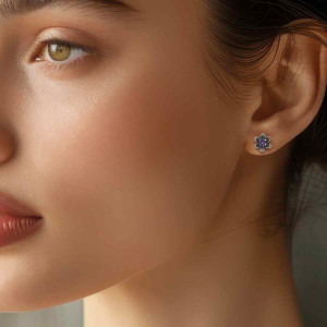 Sterling Silver Birthstone Flower Earrings
