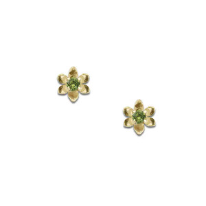 14k Gold Birthstone Flower Earrings