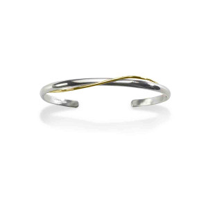 Sterling Silver & 14k Gold Crossover Cuff Bracelet