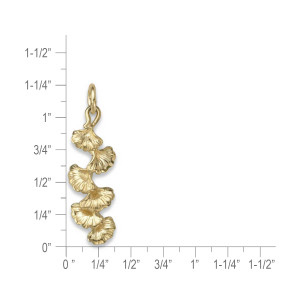 14k Gold Ginkgo Drop Pendant