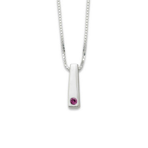 Sterling Silver Personalized Birthstone Bar Pendant 1 Stone