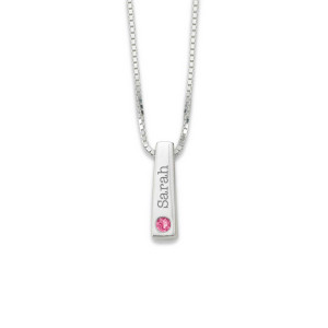 Sterling Silver Personalized Birthstone Bar Pendant 1 Stone