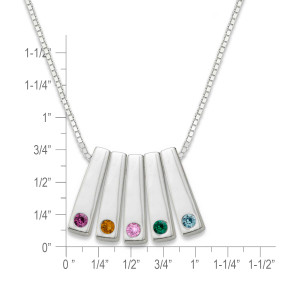 Sterling Silver Personalized Birthstone Bar Pendant 5 Stone
