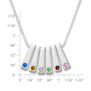 Sterling Silver Personalized Birthstone Bar Pendant – 6 Stone