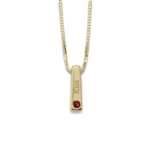 14k Gold Personalized Birthstone Bar Pendant 1 Stone