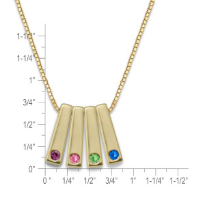 14k Gold Personalized Birthstone Bar Pendant 4 Stone
