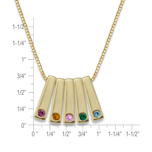 14k Gold Personalized Birthstone Bar Pendant 5 Stone