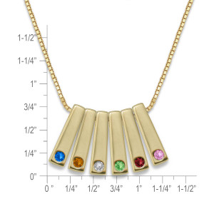 14k Gold Personalized Birthstone Bar Pendant 6 Stone