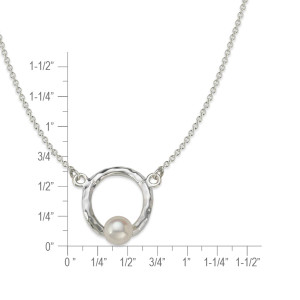 Sterling Silver Circle Necklace with Pearl