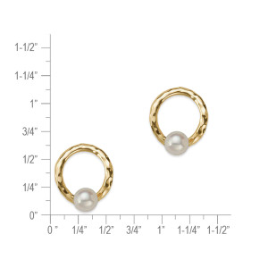 14k Gold Circle Earrings with Pearl