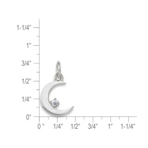 Sterling Silver Crescent Moon Diamond Pendant
