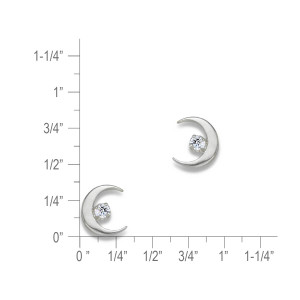 Sterling Silver Crescent Moon Diamond Earrings