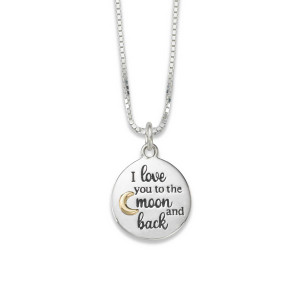 Sterling Silver & 14k Gold Moon & Back Pendant