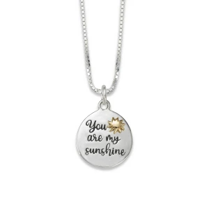 Sterling Silver & 14k Gold You are my Sunshine Pendant