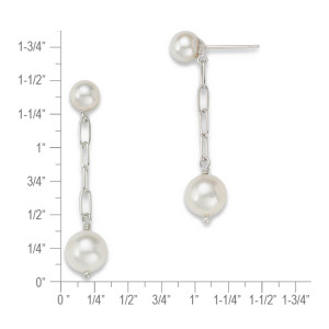 Sterling Silver Pearl & Paperclip Dangle Earrings