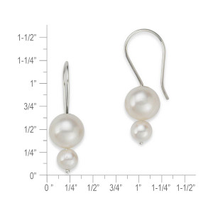 Sterling Silver Double White Pearl Earrings