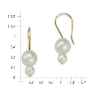 14k Gold Double White Pearl Earrings