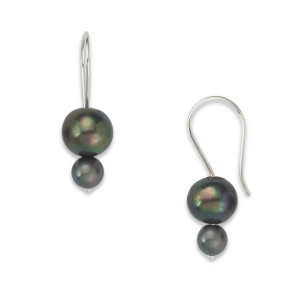 Sterling Silver Double Peacock Pearl Earrings