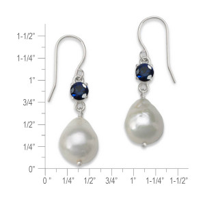 Sterling Silver Sapphire Baroque Pearl Earrings
