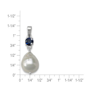 Sterling Silver Sapphire Baroque Pearl Pendant