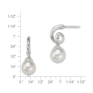 Sterling Silver Spiral Hoops with Baroque Pearls