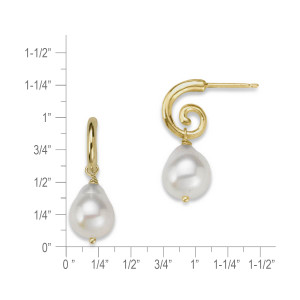 14k Gold Spiral Hoops with Baroque Pearls