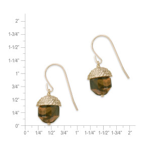 14k Gold Acorn Tiger Eye Earrings