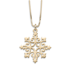 14K Gold 2024 Angel Wing Snowflake Pendant