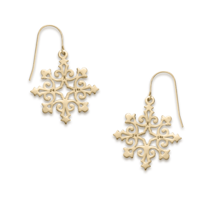 14K Gold 2024 Angel Wing Snowflake Earrings