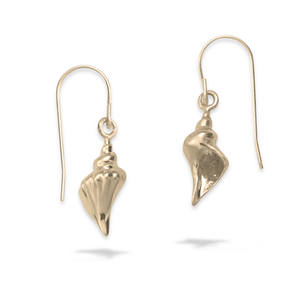 14K Gold Whelk Shell Earrings
