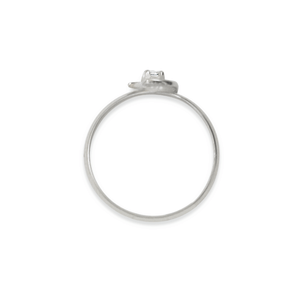 Sterling Silver Crescent Moon Diamond Ring