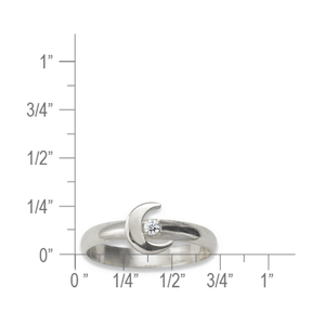 Sterling Silver Crescent Moon Diamond Ring