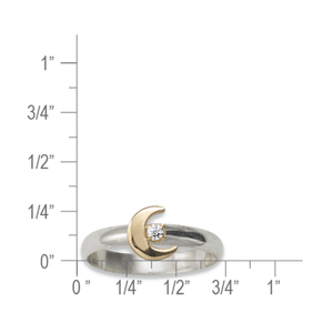 Sterling Silver & 14K Gold Crescent Moon Diamond Ring