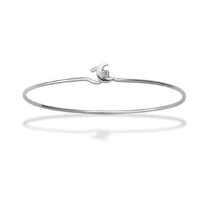 Sterling Silver Crescent Moon Diamond Bracelet