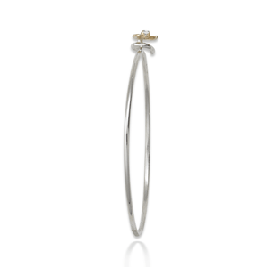 Sterling Silver & 14K Gold Crescent Moon Diamond Bracelet