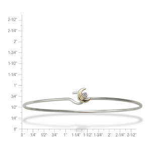 Sterling Silver & 14K Gold Crescent Moon Diamond Bracelet