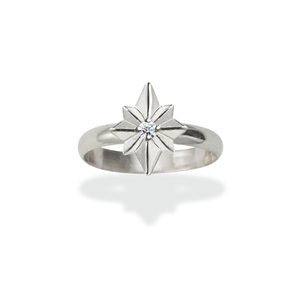 Sterling Silver North Star Diamond Ring