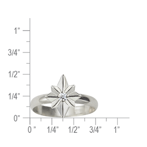 Sterling Silver North Star Diamond Ring