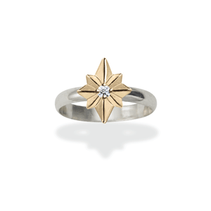 Sterling Silver & 14K Gold North Star Diamond Ring