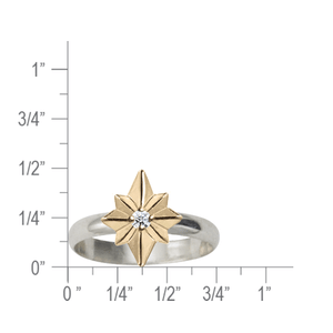 Sterling Silver & 14K Gold North Star Diamond Ring