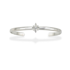 Sterling Silver North Star Diamond Cuff Bracelet
