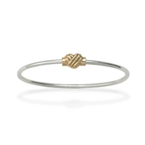 Sterling Silver & 14K Gold Wrapped Around My Heart Screw Clasp Bracelet