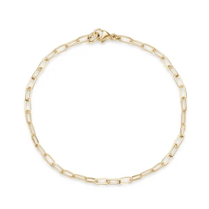 14K Gold 2.6mm Paperclip Chain Bracelet