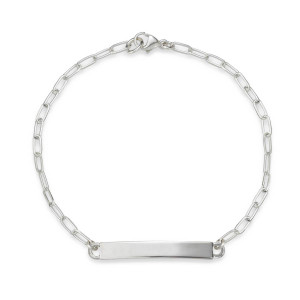 Sterling Silver ID Bracelet with Paperclip Chain