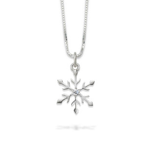 Sterling Silver Genuine Diamond Snowflake Pendant