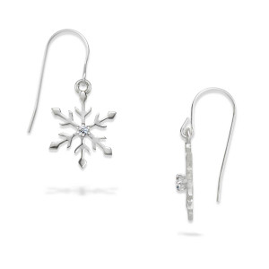 Sterling Silver Genuine Diamond Snowflake Earrings