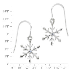 Sterling Silver Genuine Diamond Snowflake Earrings